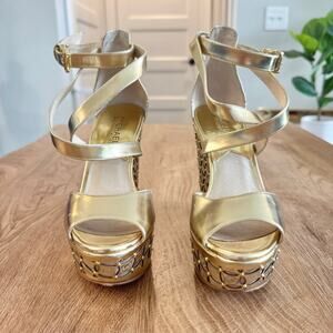 Michael Kors | Gabriella Gold Wedge Heels | Women’s Size 5.5